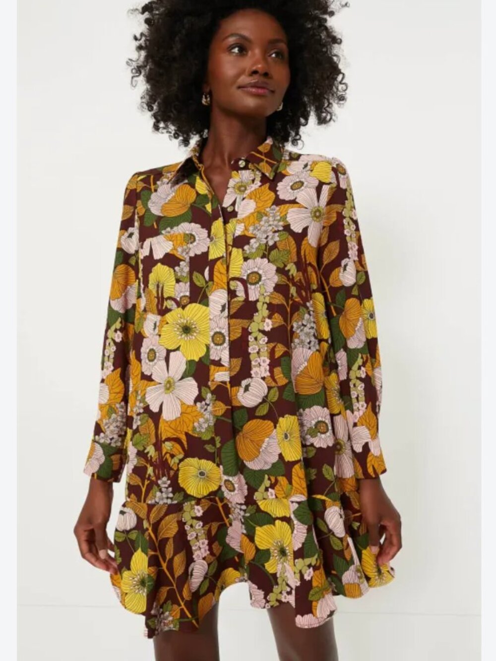Tuckernuck Retro Floral Crepe Callahan Shirt Dress NWOT